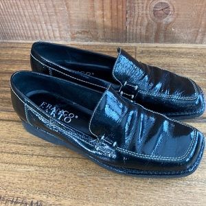 Franco Sarto patent leather black loafers in size 6 made in Brazil-lightly worn